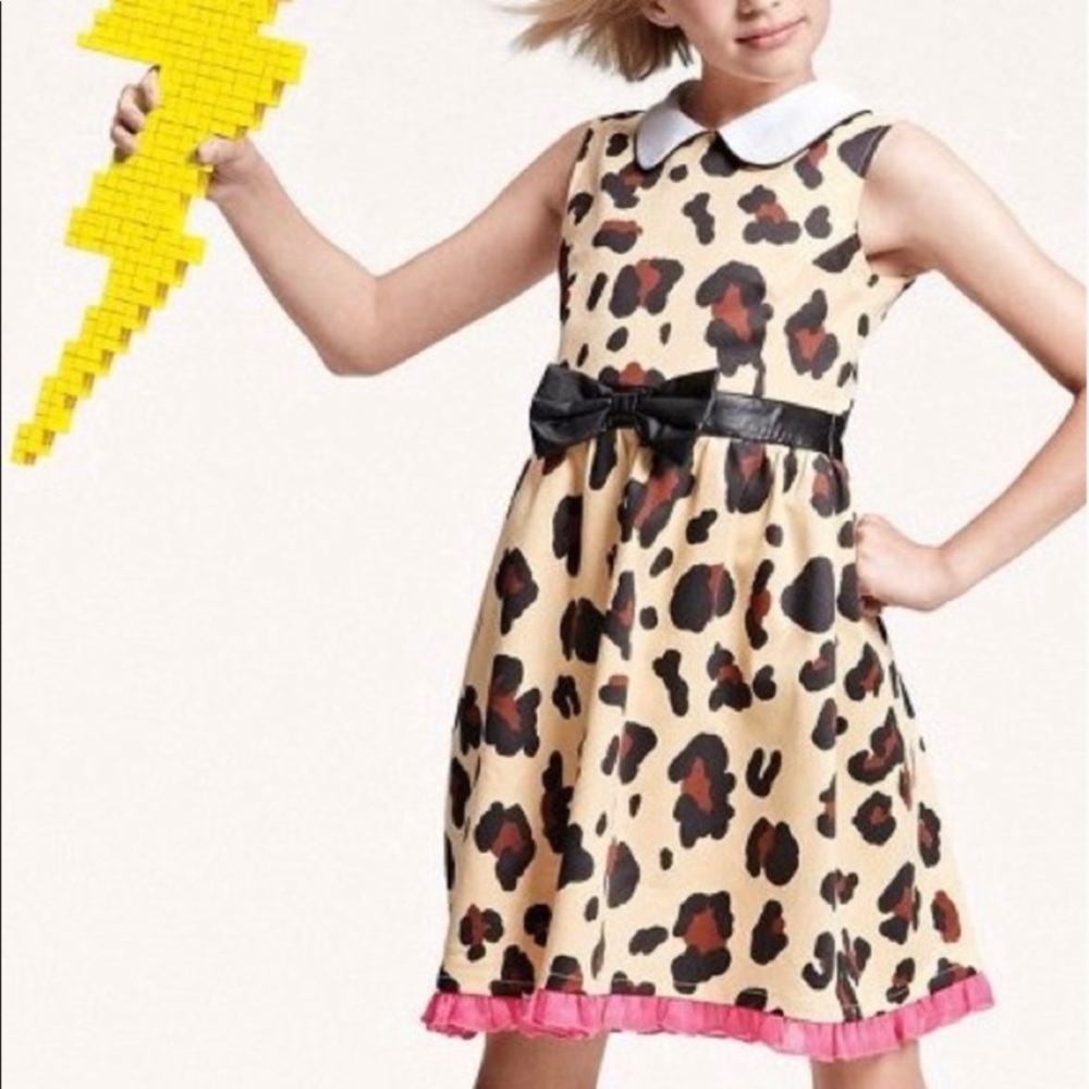 HaraJuku animal print bow dress faux leather pink